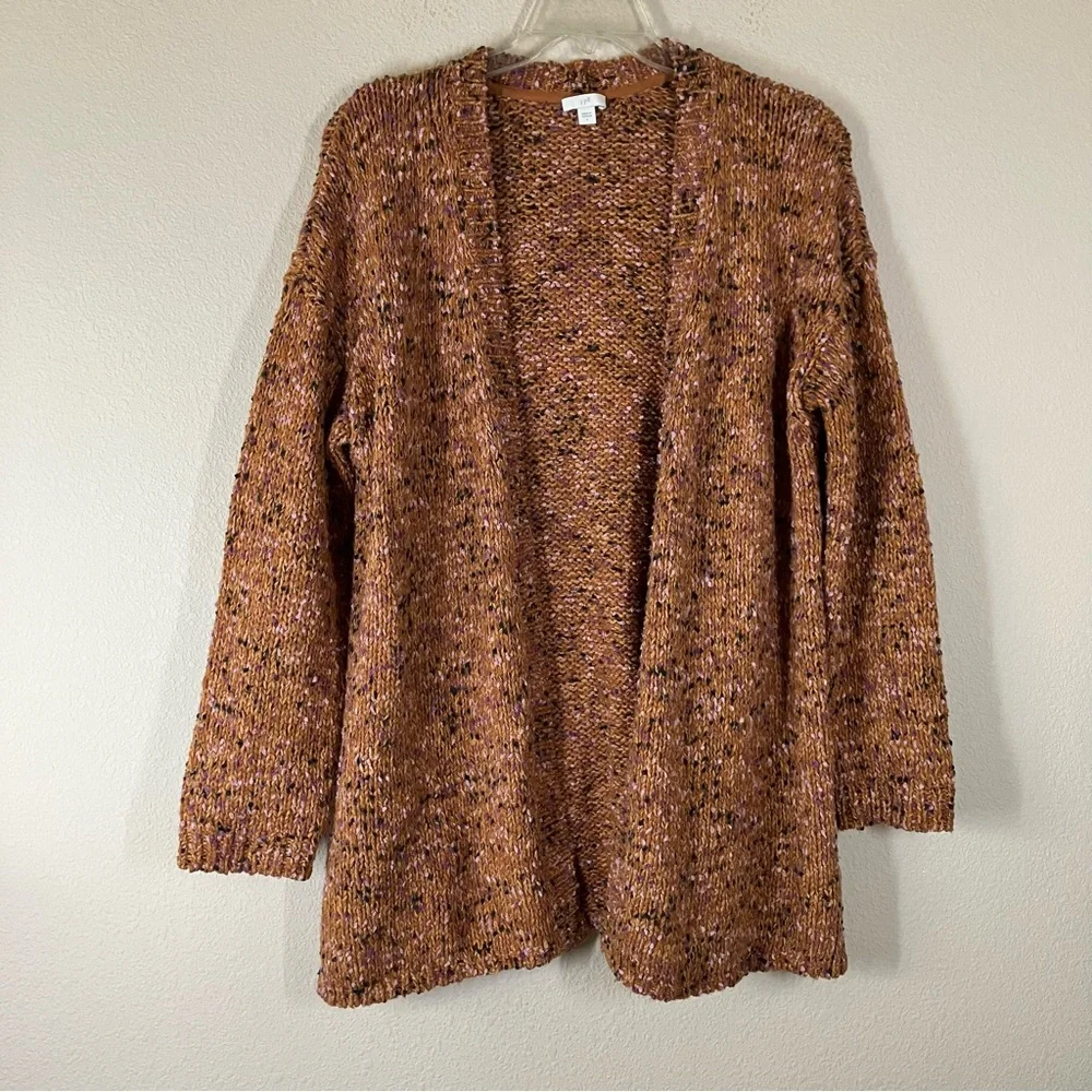 J JILL Chunky Cotton Open Front Cardigan‎ L Slouchy Casual Sweater Autumn Boho